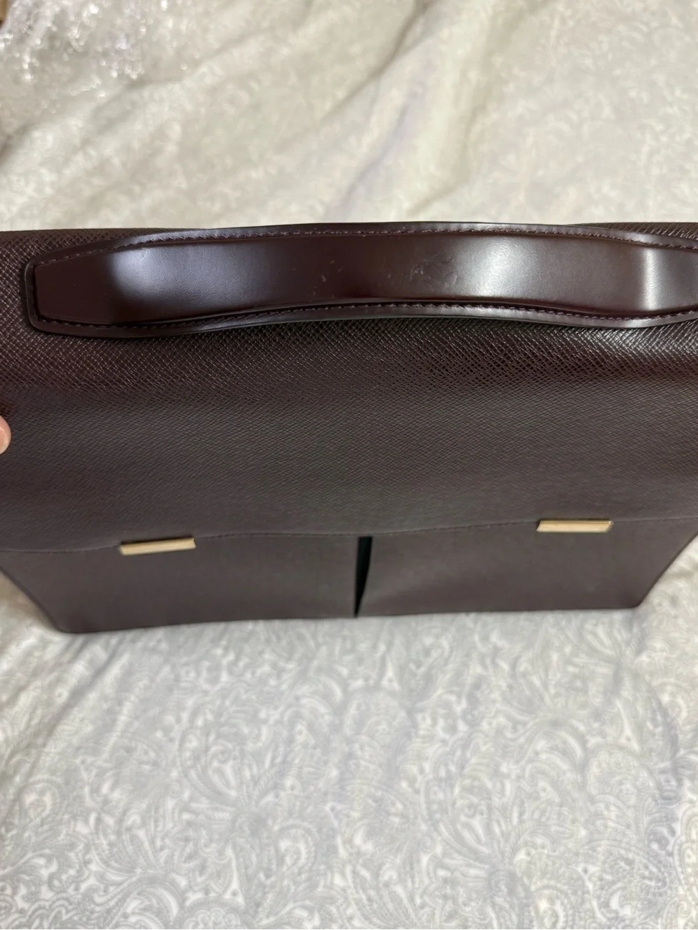 Men's Professional Briefcase in Burgundy with Gold Hardware